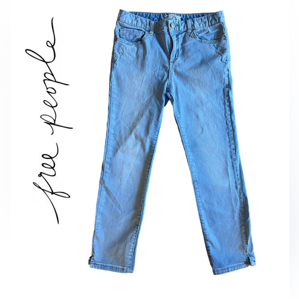 FREE PEOPLE FP Size 28 Waist Crop Jeans High Waist Stretch Light Wash Skinny